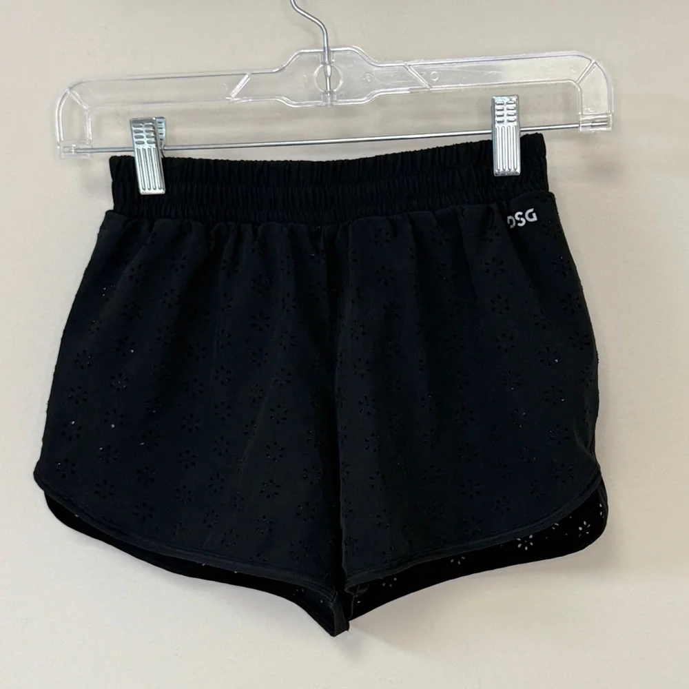 DSG: (2) Pair of Girls Athletic Shorts, Eyelet in Navy & Black, Size M (10-12)